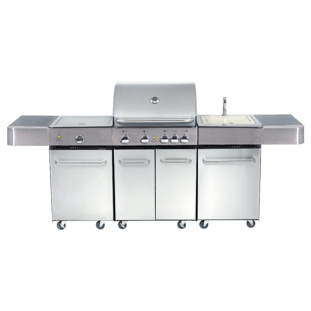 מטבח גריל גז 4 מבערים + כירה נירוסטה קאמפ טאון CAMPTOWN