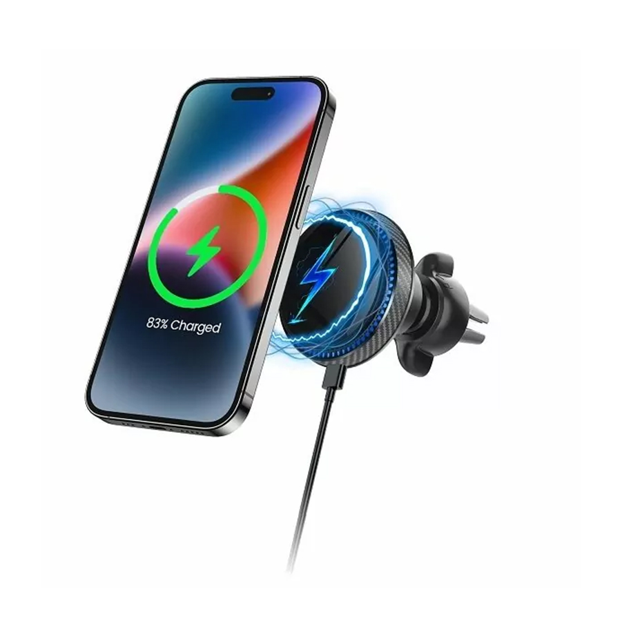 תושבת מגנטית ומטען אלחוטית למזגן הרכב עם אורות לד MIRACASE MMVM55 MagSafe 1