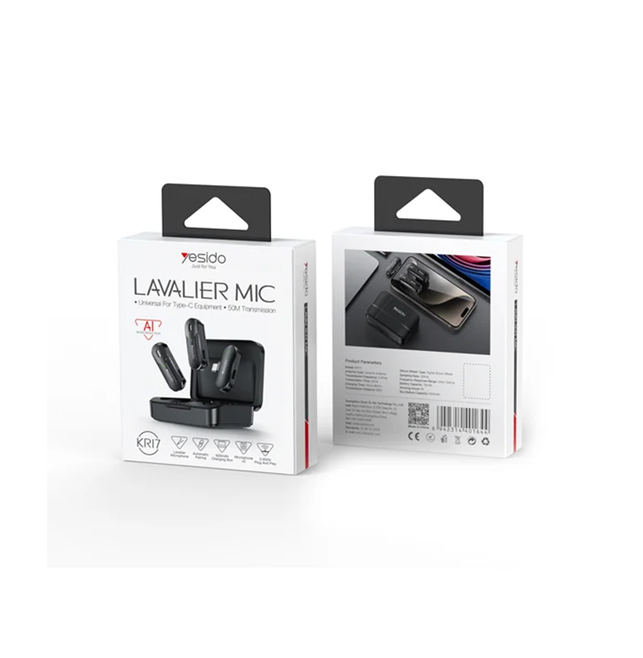 מיקרופון אלחוטי USB-C איכותי לצליל ברור וחד Yesido KR17 2