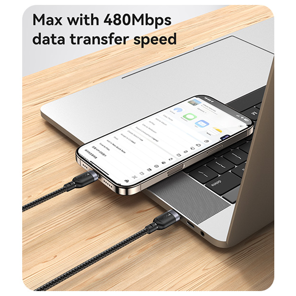 כבל-נתונים-וטעינה-מהירה-60W-חיבור-Type-C-באורך-3-מטר-Yesido-CA194-10 copy