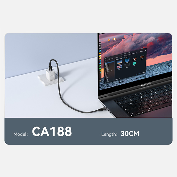 כבל-נתונים-וטעינה-מהירה-Type-C-בהספק-60W-באורך-30-ס22מ-עמיד-במיוחד-Yesido-CA188-11 copy