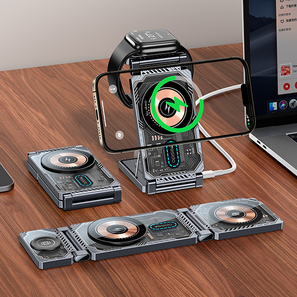 מטען-אלחוטי-מתקפל-22W-לטעינת-אייפון-שעון-אפל-ואיירפודס-תומך-MagSafe-ונוח-לנשיאה-Yesido-DS25-1 copy