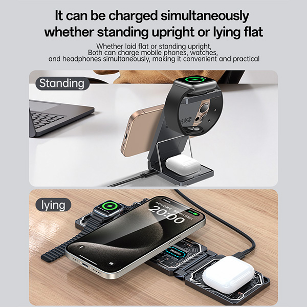 מטען-אלחוטי-מתקפל-22W-לטעינת-אייפון-שעון-אפל-ואיירפודס-תומך-MagSafe-ונוח-לנשיאה-Yesido-DS25-11 copy