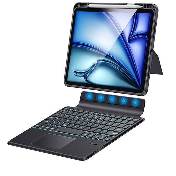 כיסוי-מקלדת-לאייפד-אייר-10.911-2020-2025-עם-מקשים-שקטים-ונורות-LED-דינמיות-Yesido-K34C-1 copy