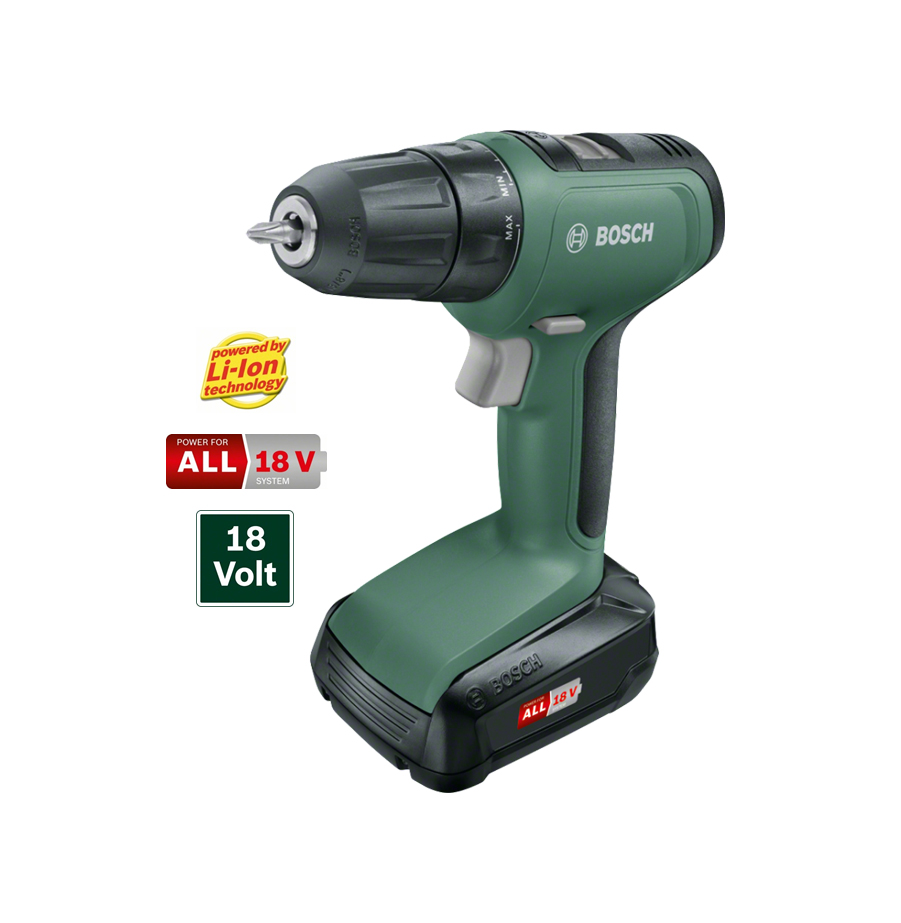 מברגה / מקדחה דגם UniversalDrill 18 עם סוללת ליתיום נשלפת BOSCH בוש